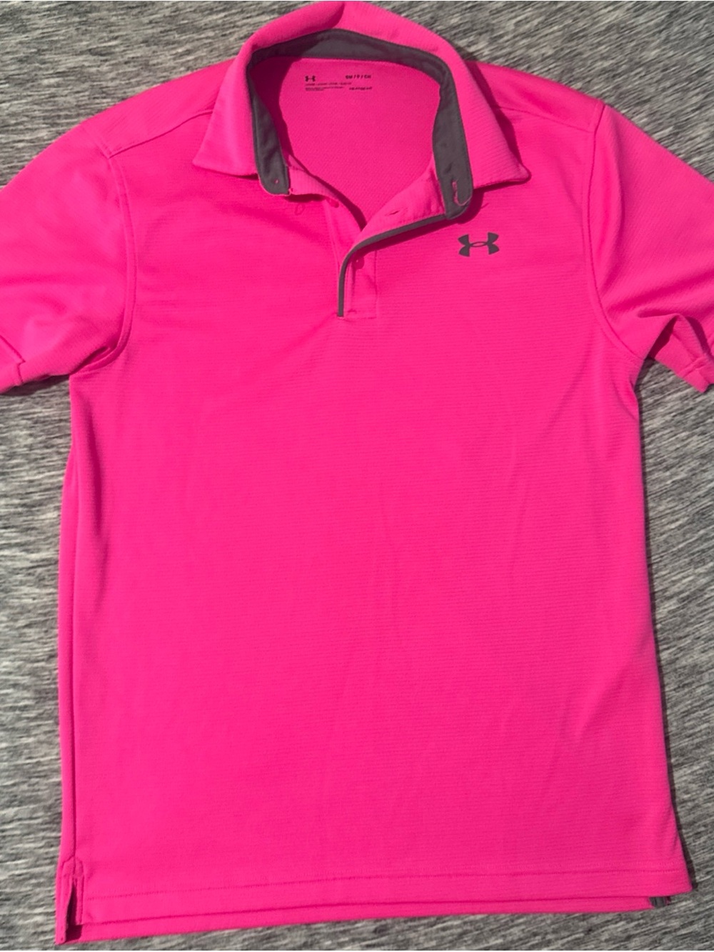 Under Armour Hot Pink Polo with Gray Accent Heat Gear
